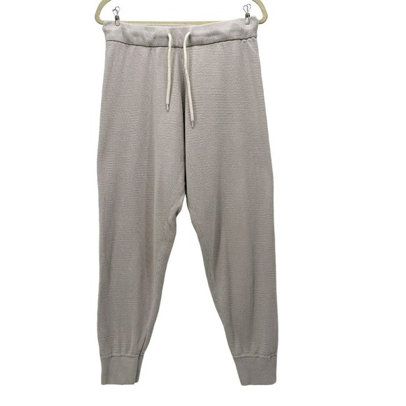 Varley Pants - Varley Striped Tan Off-White Pull On Knit Joggers Pants Womens Medium
